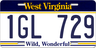 WV license plate 1GL729