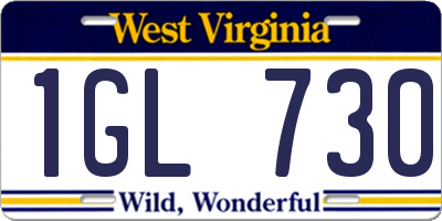 WV license plate 1GL730