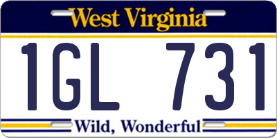 WV license plate 1GL731