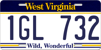 WV license plate 1GL732