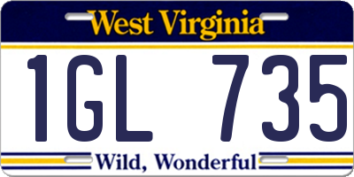WV license plate 1GL735