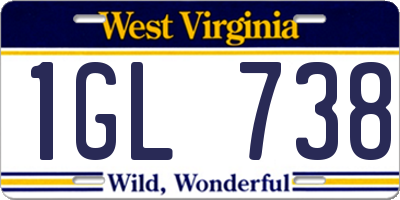 WV license plate 1GL738