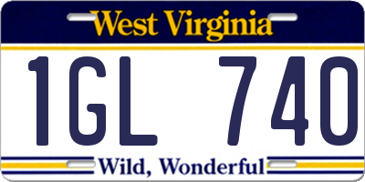 WV license plate 1GL740