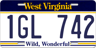WV license plate 1GL742