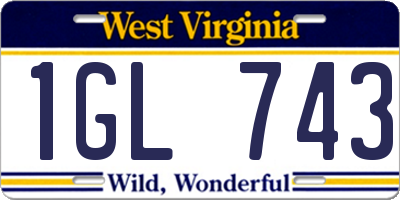 WV license plate 1GL743