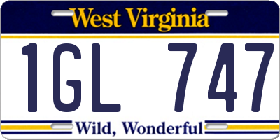 WV license plate 1GL747