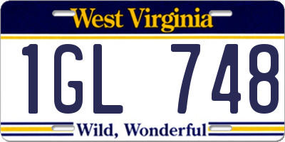 WV license plate 1GL748