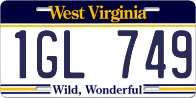 WV license plate 1GL749