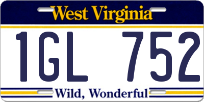 WV license plate 1GL752