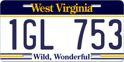 WV license plate 1GL753