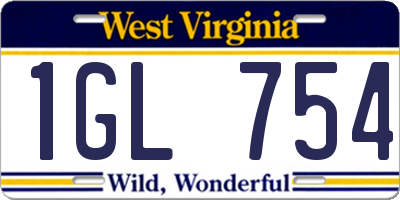WV license plate 1GL754