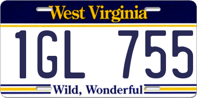 WV license plate 1GL755