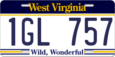 WV license plate 1GL757