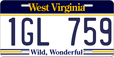 WV license plate 1GL759