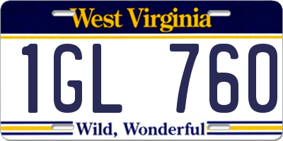WV license plate 1GL760