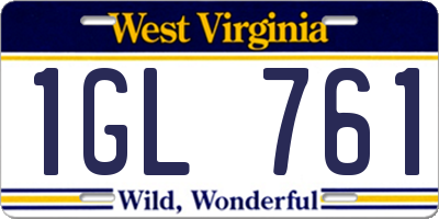 WV license plate 1GL761