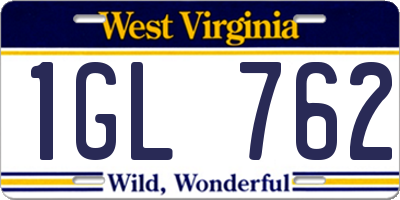 WV license plate 1GL762