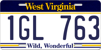 WV license plate 1GL763