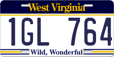 WV license plate 1GL764
