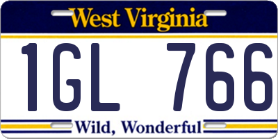 WV license plate 1GL766