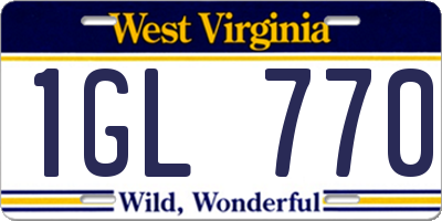 WV license plate 1GL770