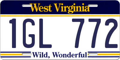 WV license plate 1GL772