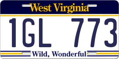 WV license plate 1GL773