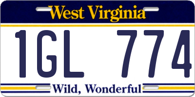 WV license plate 1GL774
