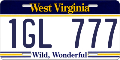 WV license plate 1GL777