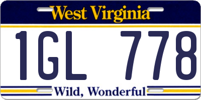 WV license plate 1GL778