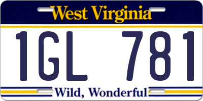 WV license plate 1GL781