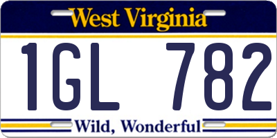 WV license plate 1GL782