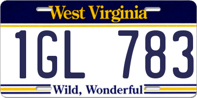 WV license plate 1GL783