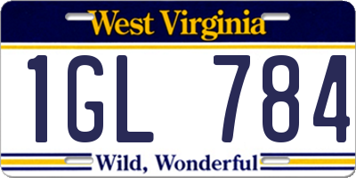 WV license plate 1GL784
