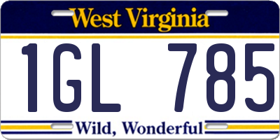 WV license plate 1GL785