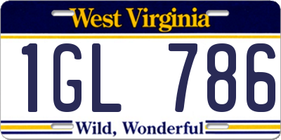 WV license plate 1GL786