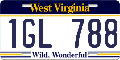 WV license plate 1GL788