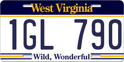 WV license plate 1GL790