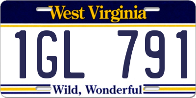 WV license plate 1GL791