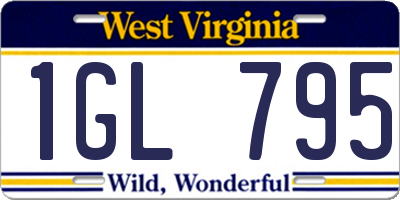 WV license plate 1GL795