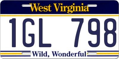 WV license plate 1GL798