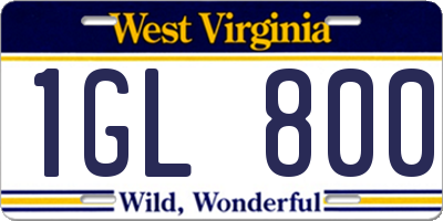 WV license plate 1GL800