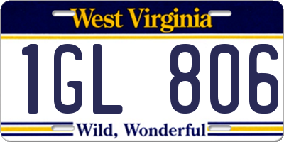 WV license plate 1GL806