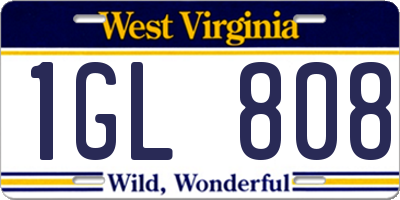 WV license plate 1GL808