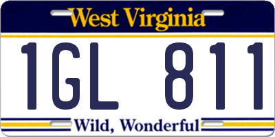 WV license plate 1GL811