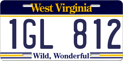 WV license plate 1GL812