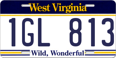 WV license plate 1GL813