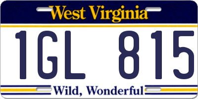 WV license plate 1GL815