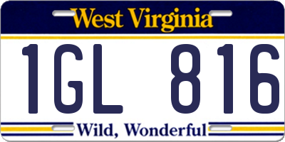 WV license plate 1GL816