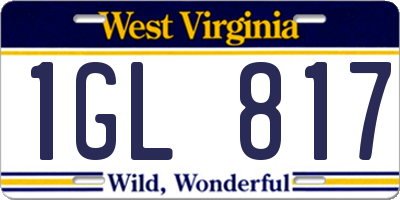 WV license plate 1GL817